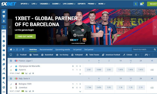 Overview of the 1xbet homepage 